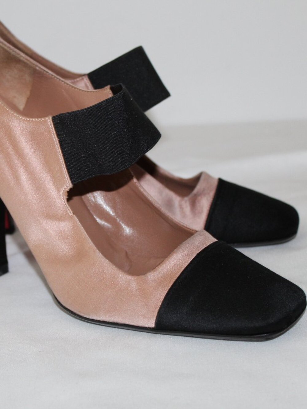 PRADA Satin Colorblocked Mary Jane Heels Pumps Stretch Band 40 - Picture 10 of 10